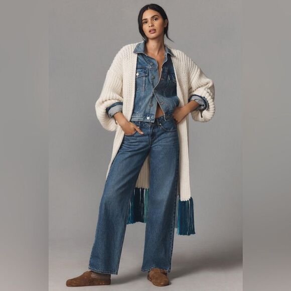 NWT By Anthropologie Long Fringe Duster Kimono Long Open Cardigan - Picture 1 of 5